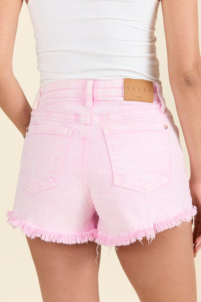 Close Connections Pink Denim Shorts FINAL SALE Product Image