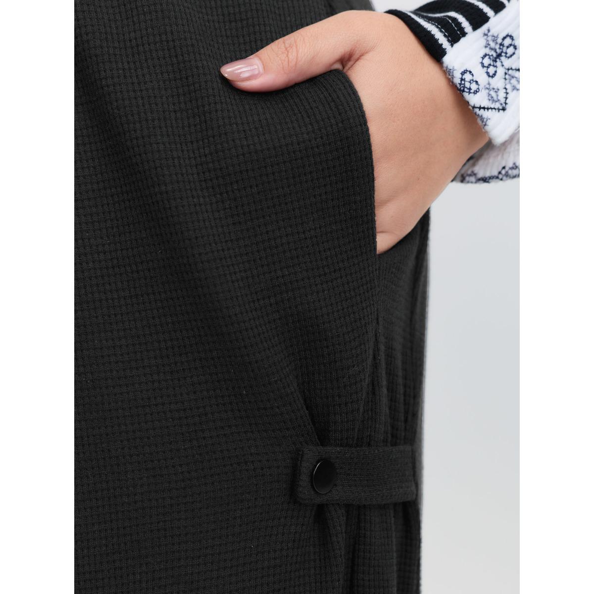 Plus Size Adjustable Drawstring Wide-Leg Pants Women Black Leisure Wide Leg Adaptive-Waist Casual Pants BloomChic 26/4X Product Image