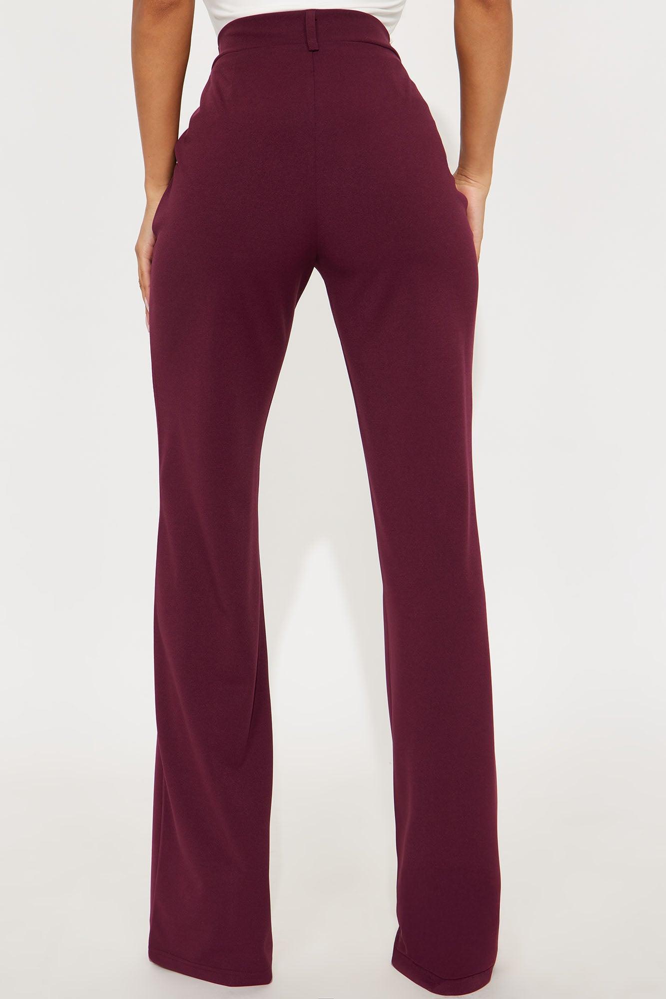 Tall Heidi Wide Leg Trouser Pant - Burgundy Female Product Image