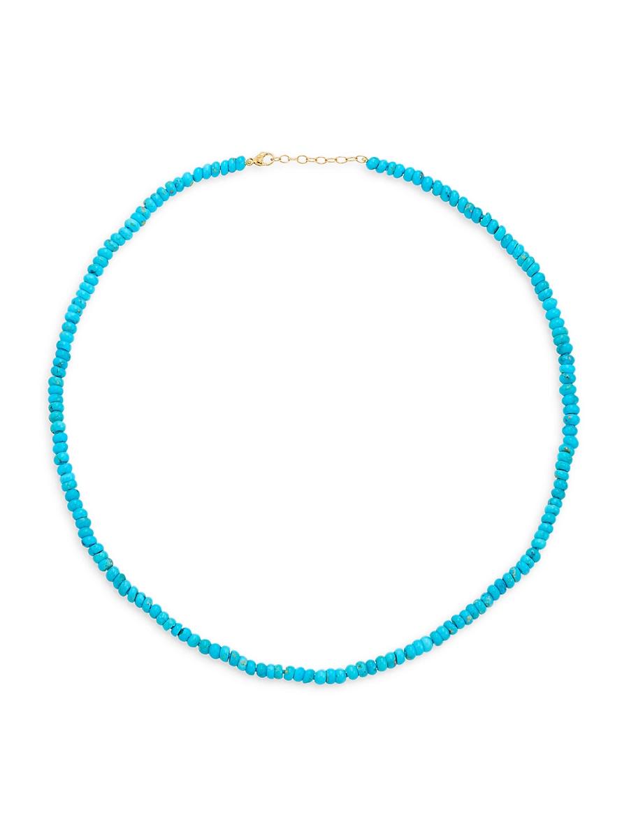 Womens Turquoise Rondelle Beaded Necklace Product Image