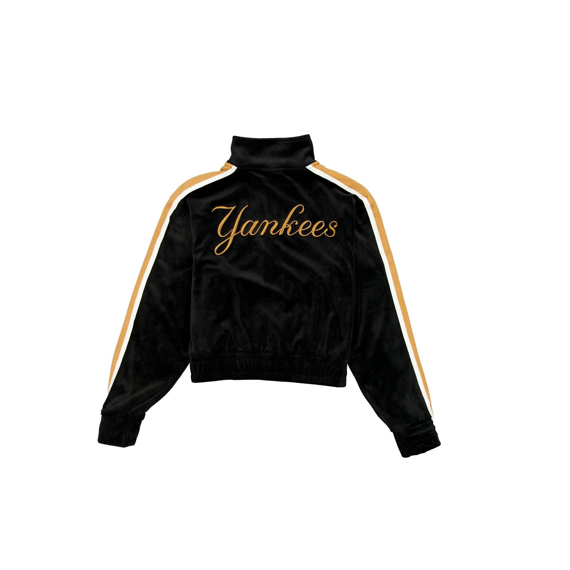 New York Yankees Women's Black Velour Track Jacket Female Product Image