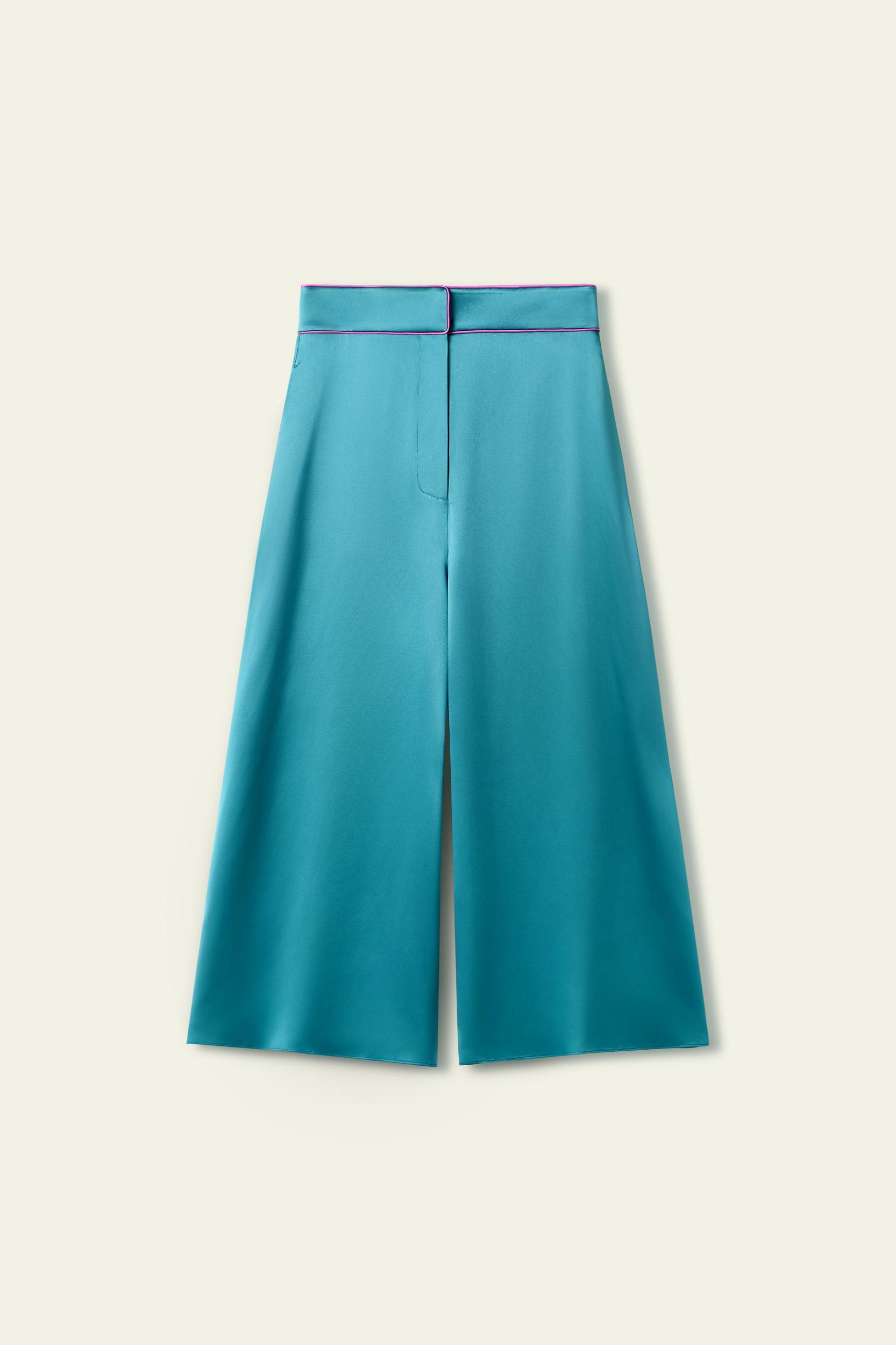 LSxES Contrast-Trimmed Silk Culottes Product Image