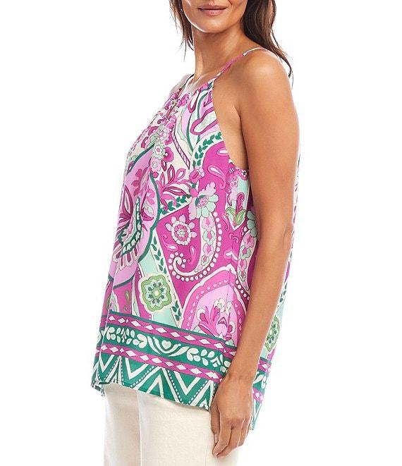 Karen Kane Printed Keyhole Neck Sleeveless Tank Top Product Image
