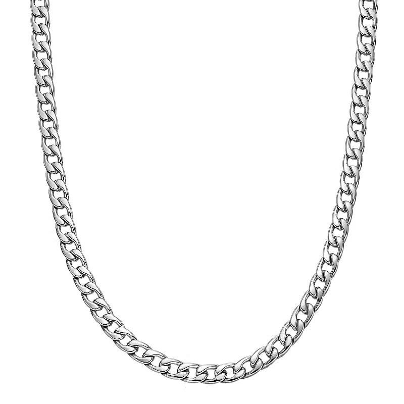 Men's LYNX Stainless Steel 7 mm Curb Chain Necklace, Size: 30", Silver Product Image