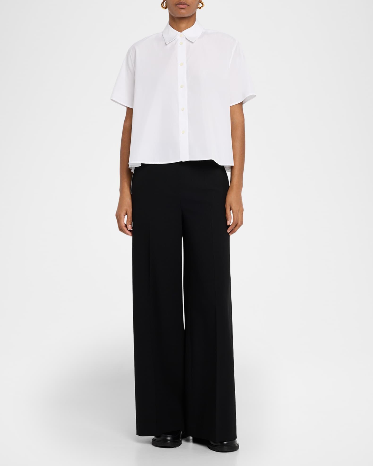 Poplin Short-Sleeve Trapeze Blouse Product Image