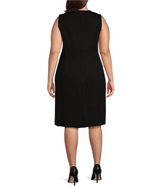 Kasper Plus Size Compression Sleeveless Crew Neck Sheath Dress Product Image