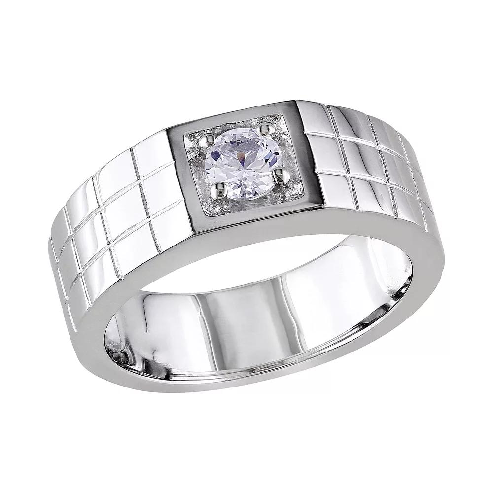Stella Grace Sterling Silver Lab-Created White Sapphire Mens Ring Silvertone Product Image
