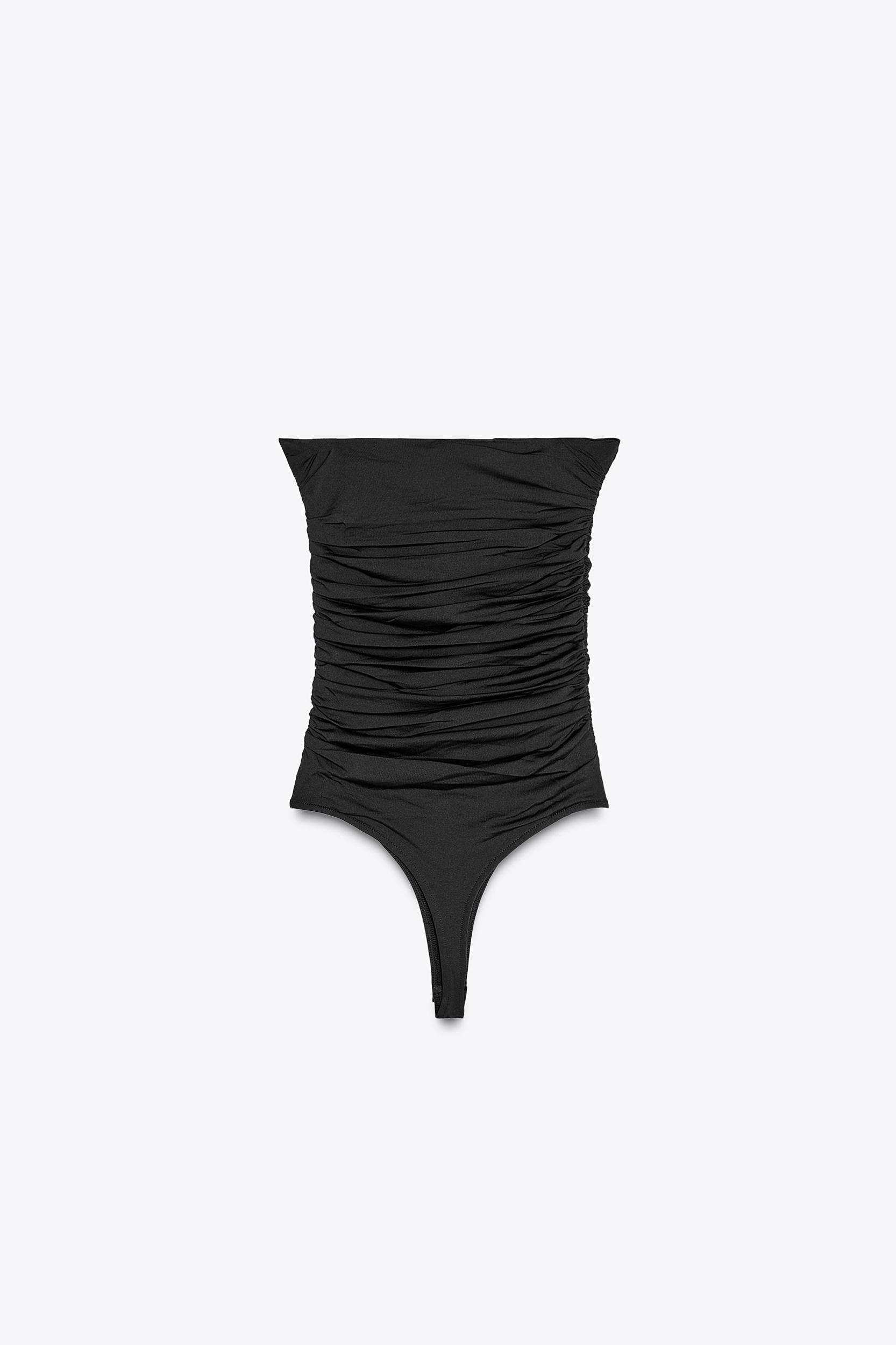 RUCHED POLYAMIDE BANDEAU BODYSUIT Product Image