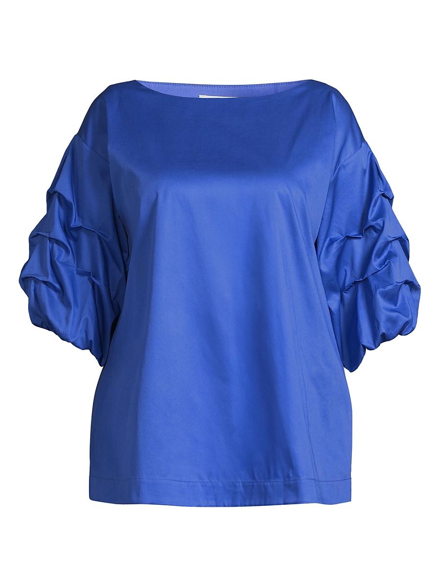 Womens Plus Balia Popover Cotton Gathered-Sleeve Blouse Product Image