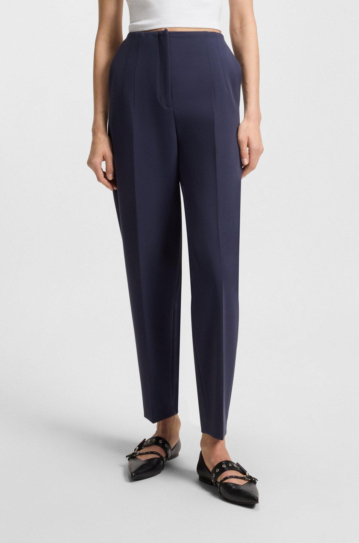 HUGO - Regular-fit pants with wide leg in stretch fabric - Dark Blue Product Image