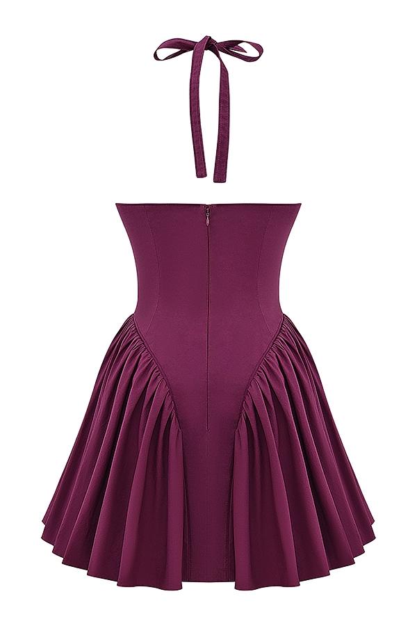 Valentia  wine halter mini dress Product Image