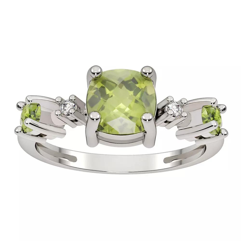 Sterling Silver Peridot 3-Stone Ring, Women's, Size: 7 Product Image