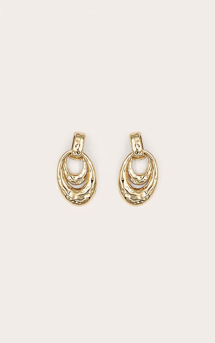 Gold Crinkle Double Hoop Stud Earring Product Image