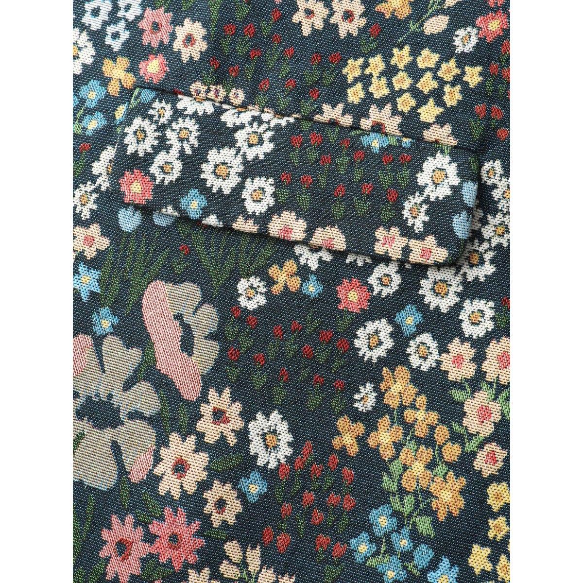 Plus Size Yarn Dyed Jacquard Colorful Blazer Multicolor Women Casual Button Sleeve Long Sleeve Suit Collar 26/4X Open pocket with flap Leisure Blazers BloomChic Product Image