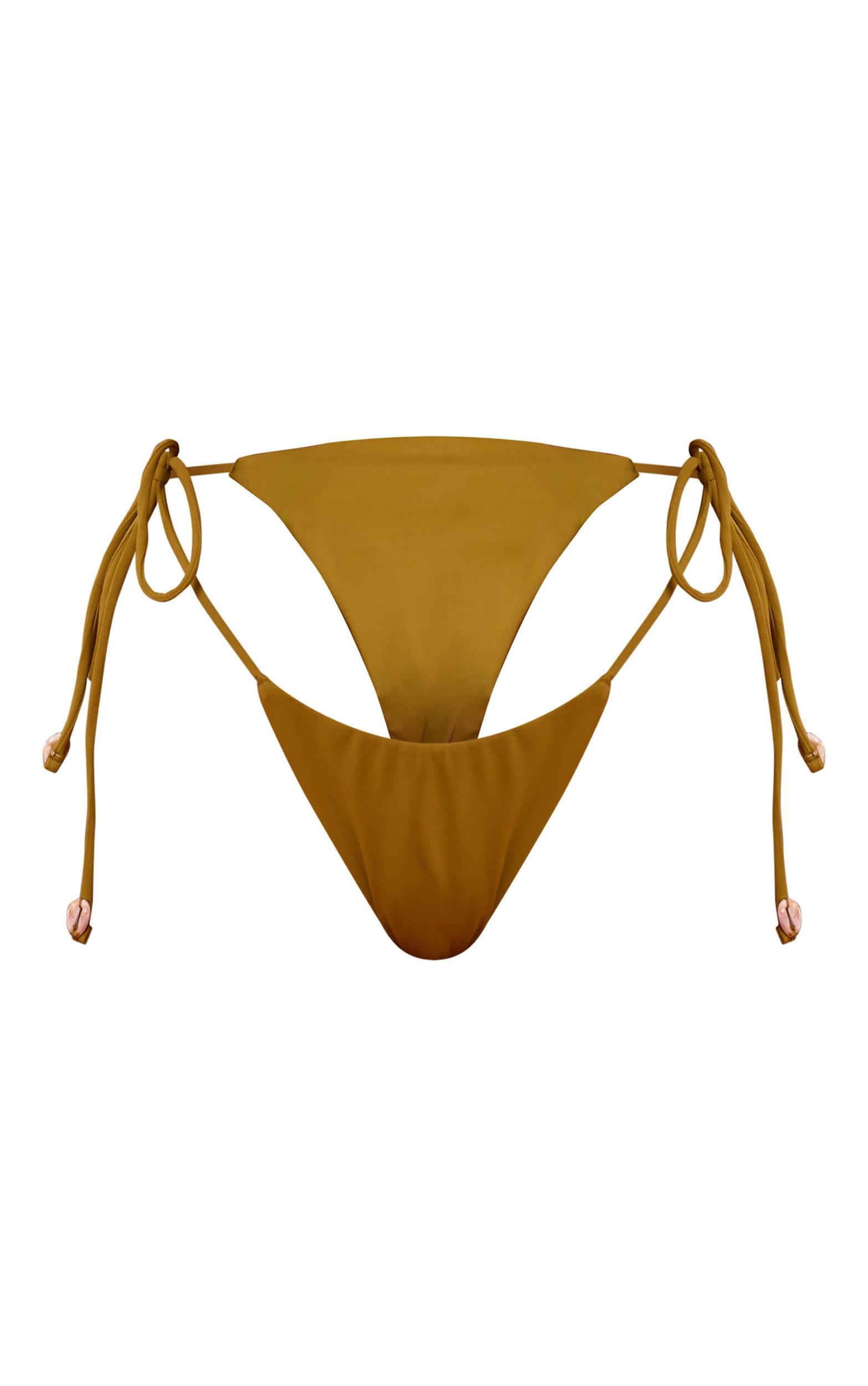 Olive Shell Trim Tanga Bikini Bottoms Product Image