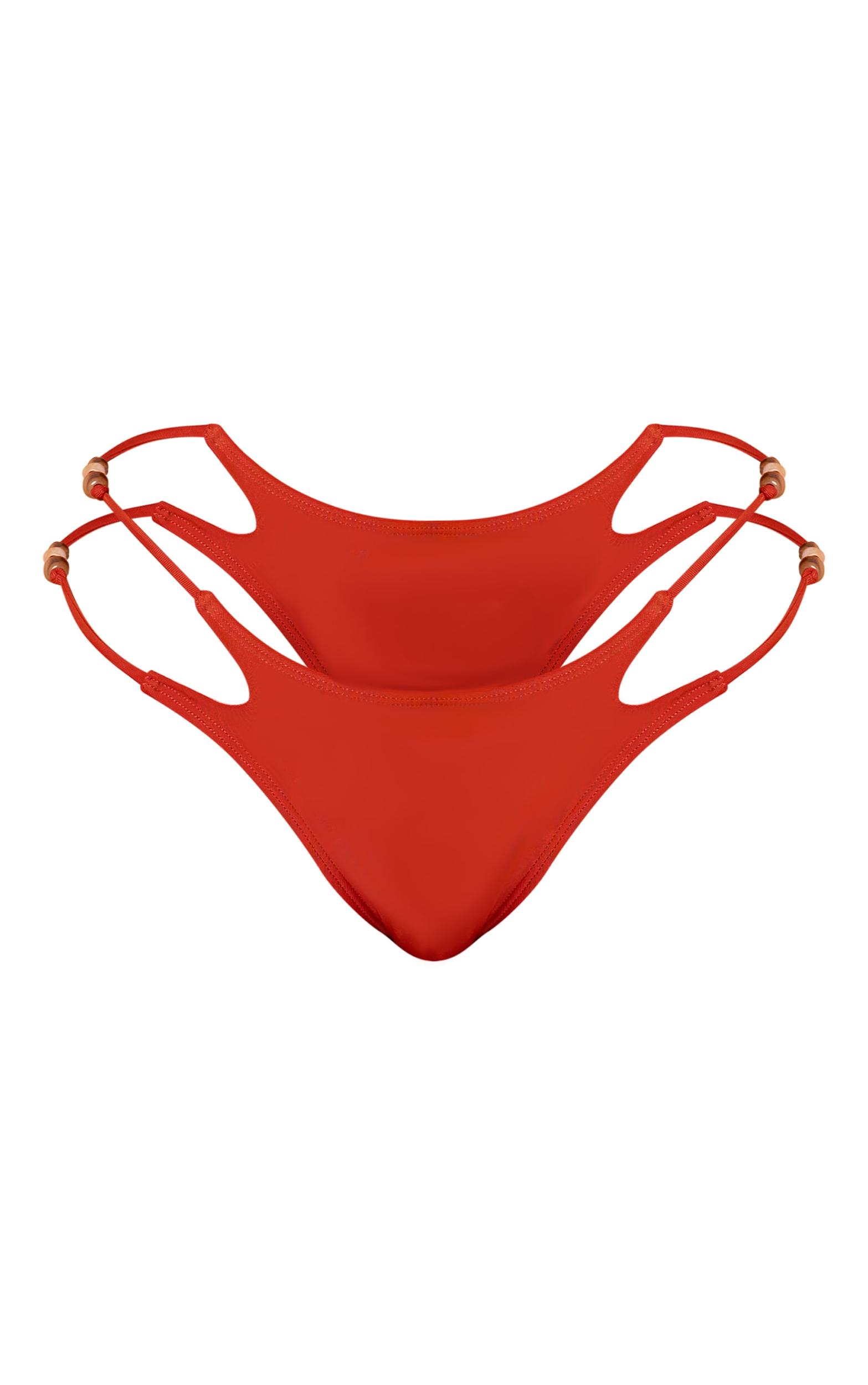 Rust Bead Trim Tanga Bikini Bottoms Product Image