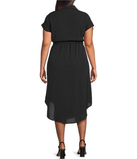 Blu Pepper Plus Size Short Sleeve Belted Midi Dress Product Image