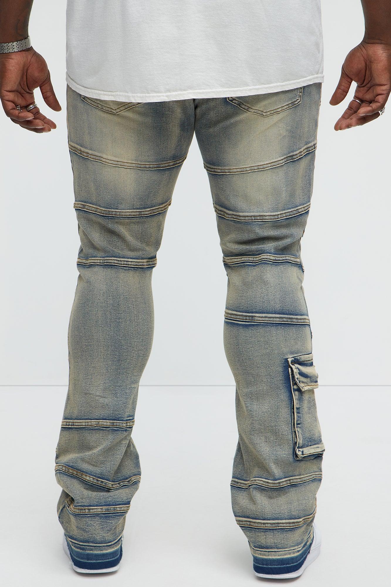 Stacked Skinny Flare Come Find Me Cargo Jeans - Light Blue Wash Male Product Image