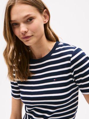 Slim Fit Stripe Short-Sleeve Dress Product Image