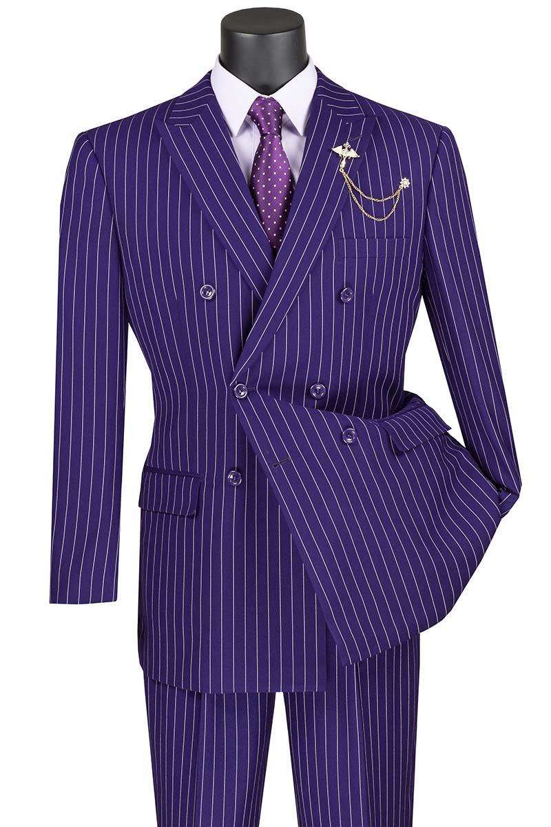 (Limited Sizes) Blue Regular Fit 2 Piece Pinstripe Double Breasted Suit Product Image