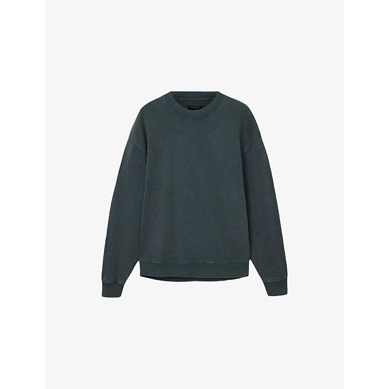 ALLSAINTS Mens Sunil Blue Milo Relaxed-fit Cotton Sweatshirt Xl In Green Product Image