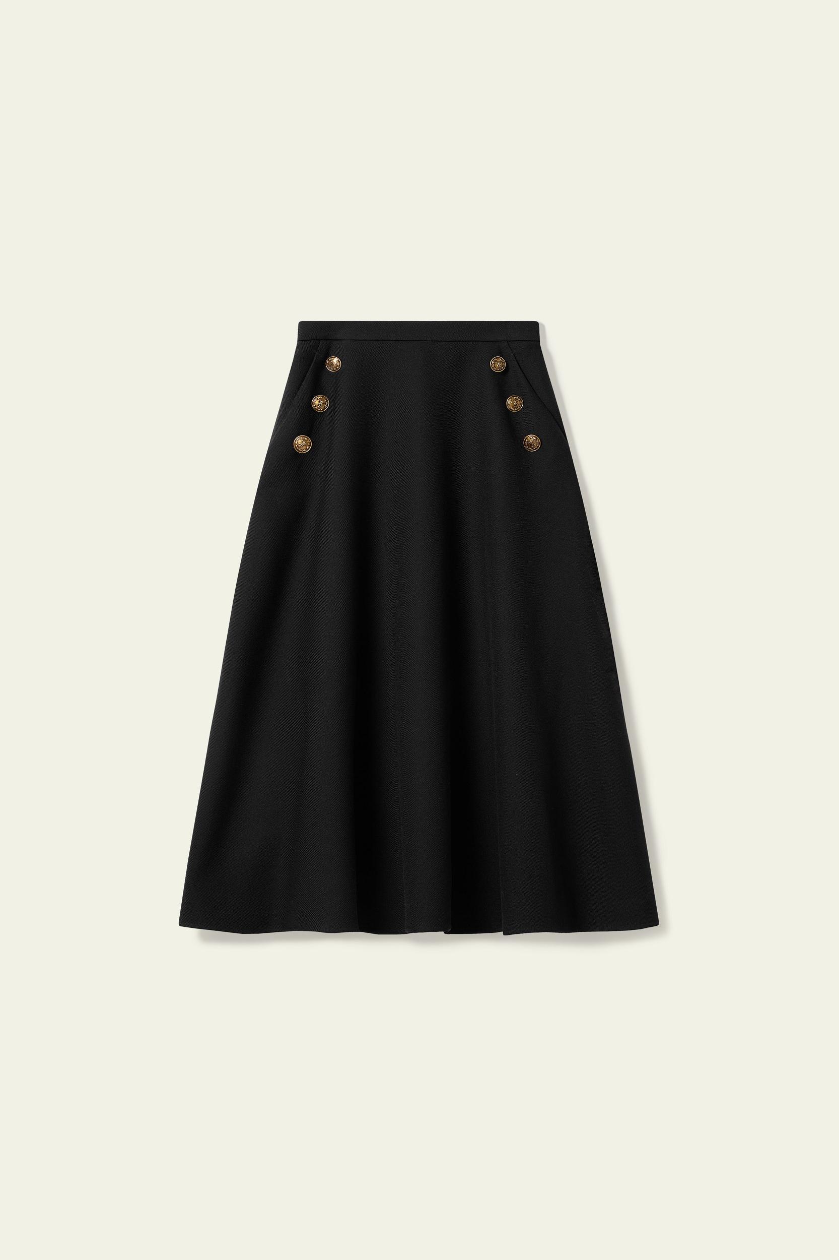 Refined Silk-Wool A-Line Midi Skirt Product Image