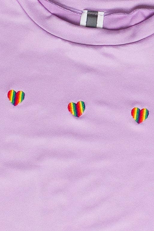 Embroidered Rainbow Hearts T-Shirt Product Image