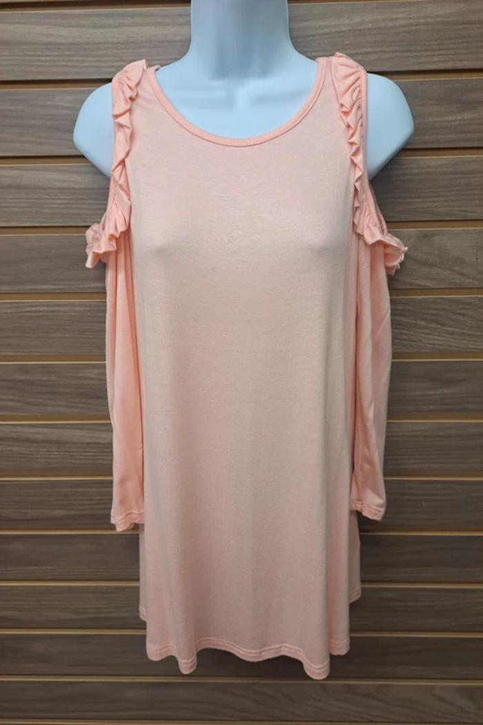 Pink Cold Shoulder Ruffle Sleeve Product Image