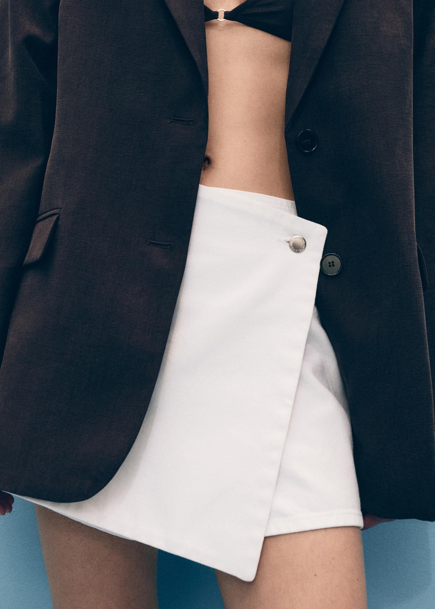 Wrapped denim skort - Women | MANGO USA Product Image