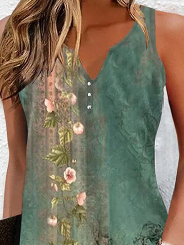 Loose Plus Size Floral Printed Split-Joint V-Neck Mini Dresses Product Image