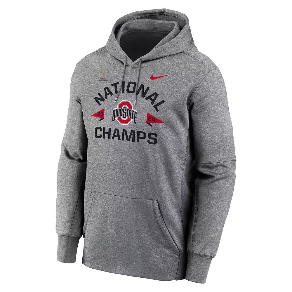 Men's Nike Ohio State Buckeyes 2024 College Football Playoff National Champions Arch Over Logo Hoodie, Size: Small, Gray Product Image