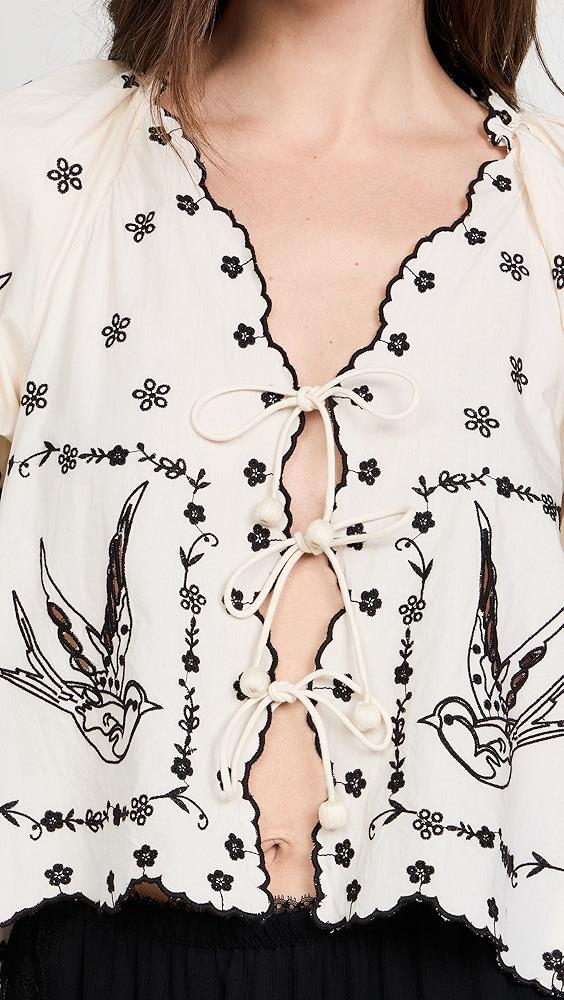 Sea Kingsley Embroidery Tie Front Top | Shopbop Product Image