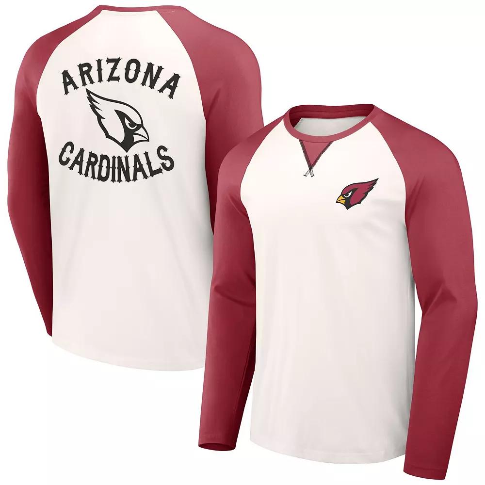 Men's NFL x Darius Rucker Collection by Fanatics Cream/Cardinal Arizona Cardinals Long Sleeve Raglan T-Shirt, Size: 3XL, Beige Product Image