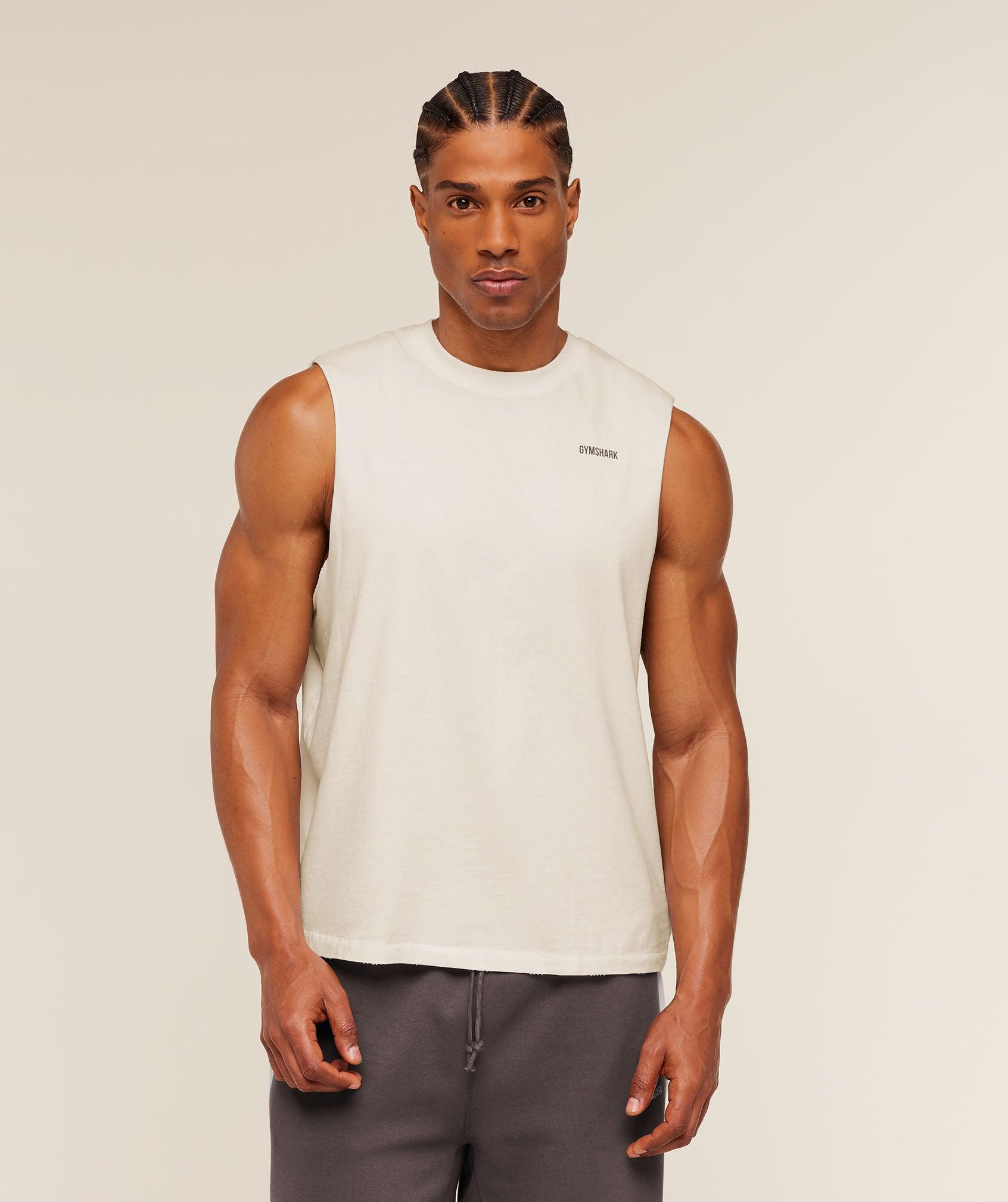 Gymshark x CBUM Washed Sleeveless T-Shirt - Soft White Male Product Image