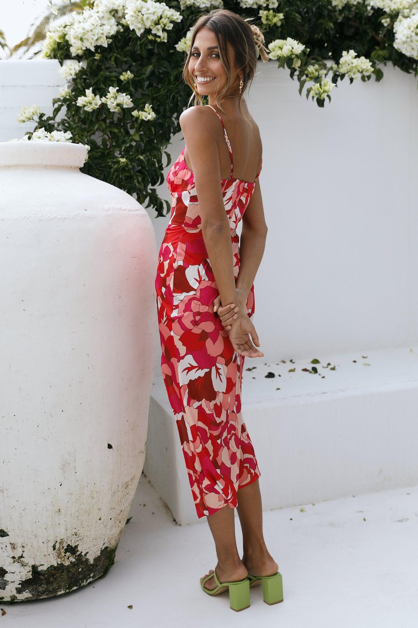 RUNAWAY Tammy Dress Fuchsia Floral Product Image