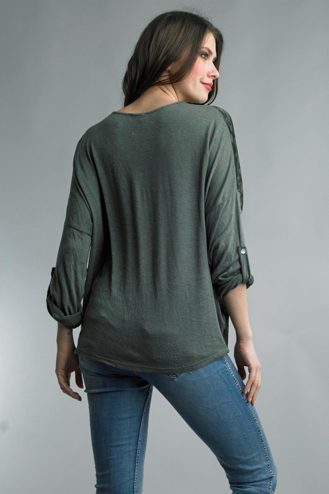 Olive Satin Animal Top Product Image