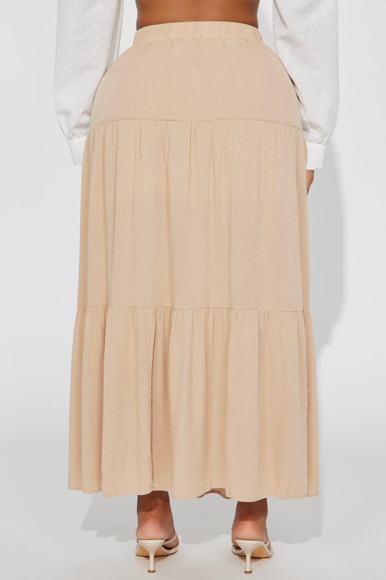 Julia Tiered Gauze Maxi Skirt - Taupe Product Image