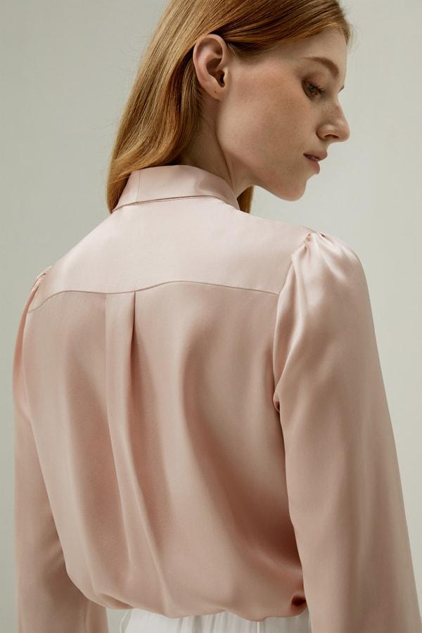 Women Bow-tie Neck Silk Blouse Product Image