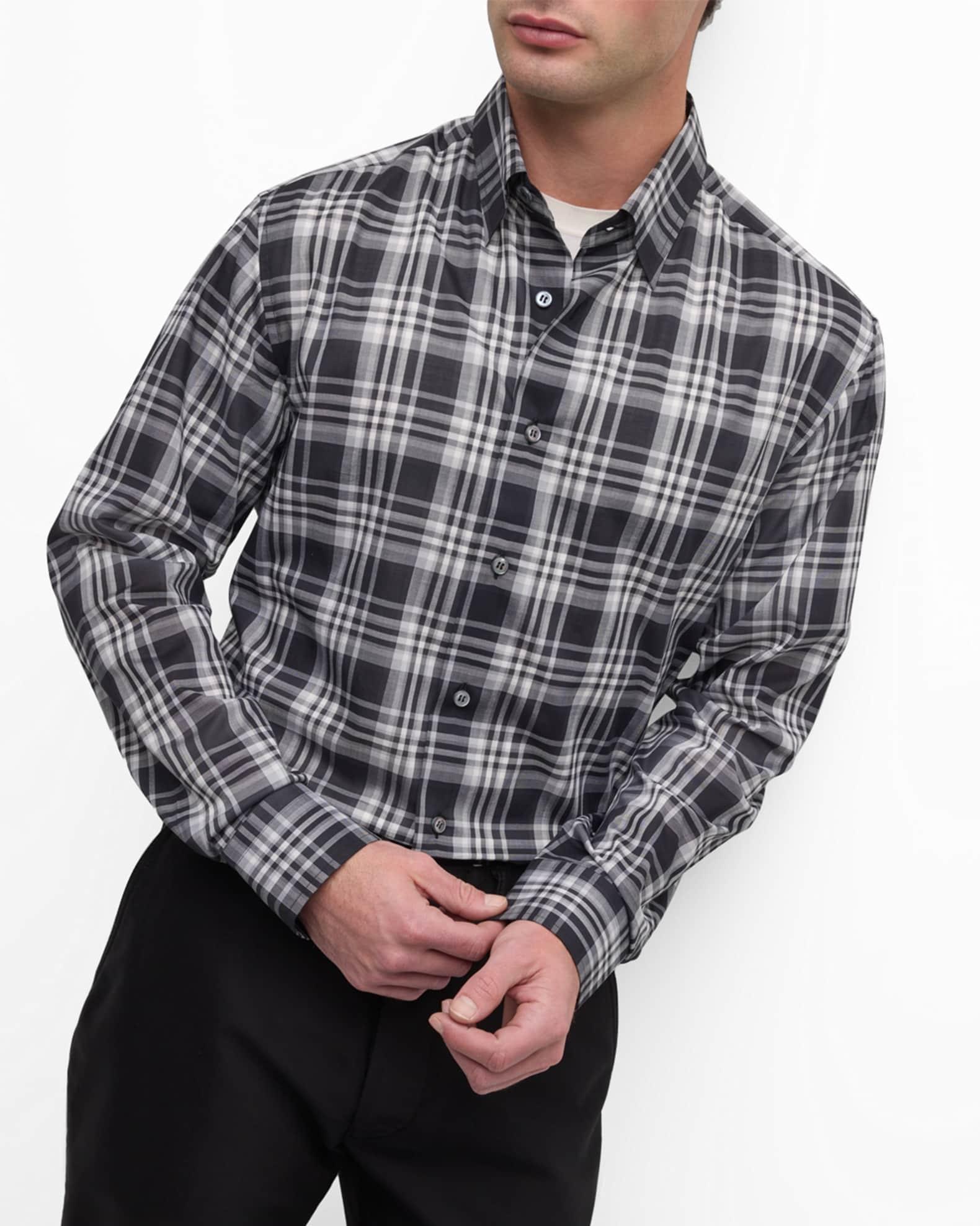 Men's Cotton Plaid Sport Shirt Product Image