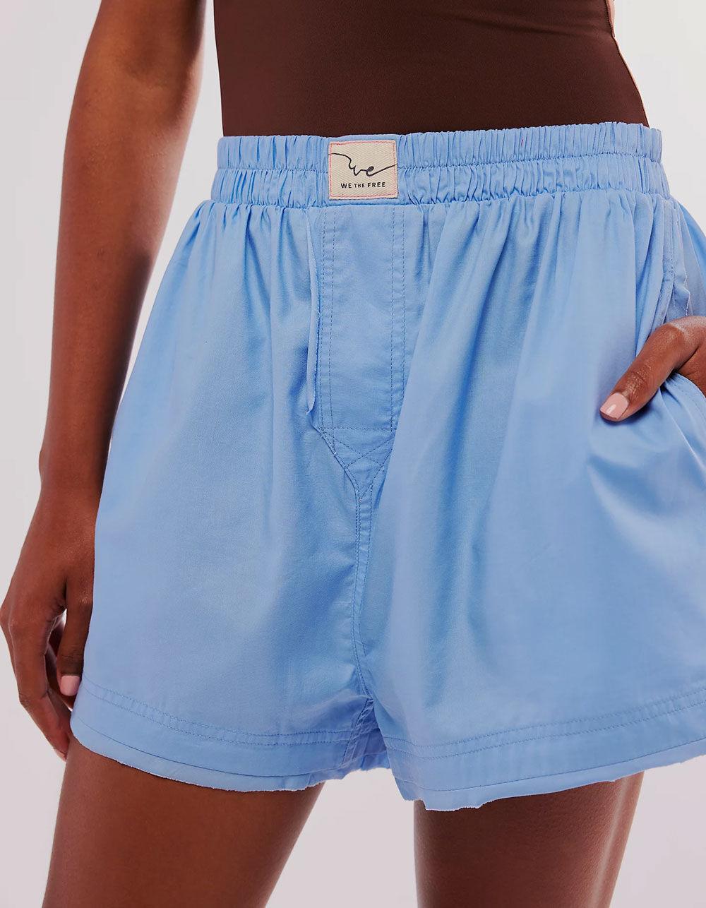 FREE PEOPLE Day To Day Solid Womens Boxer Shorts - BLUE Product Image