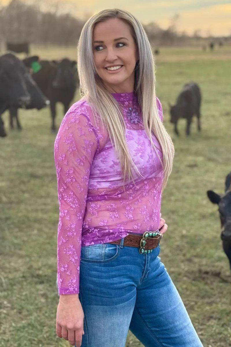 Sterling Kreek Purple Skies Lace Top Product Image