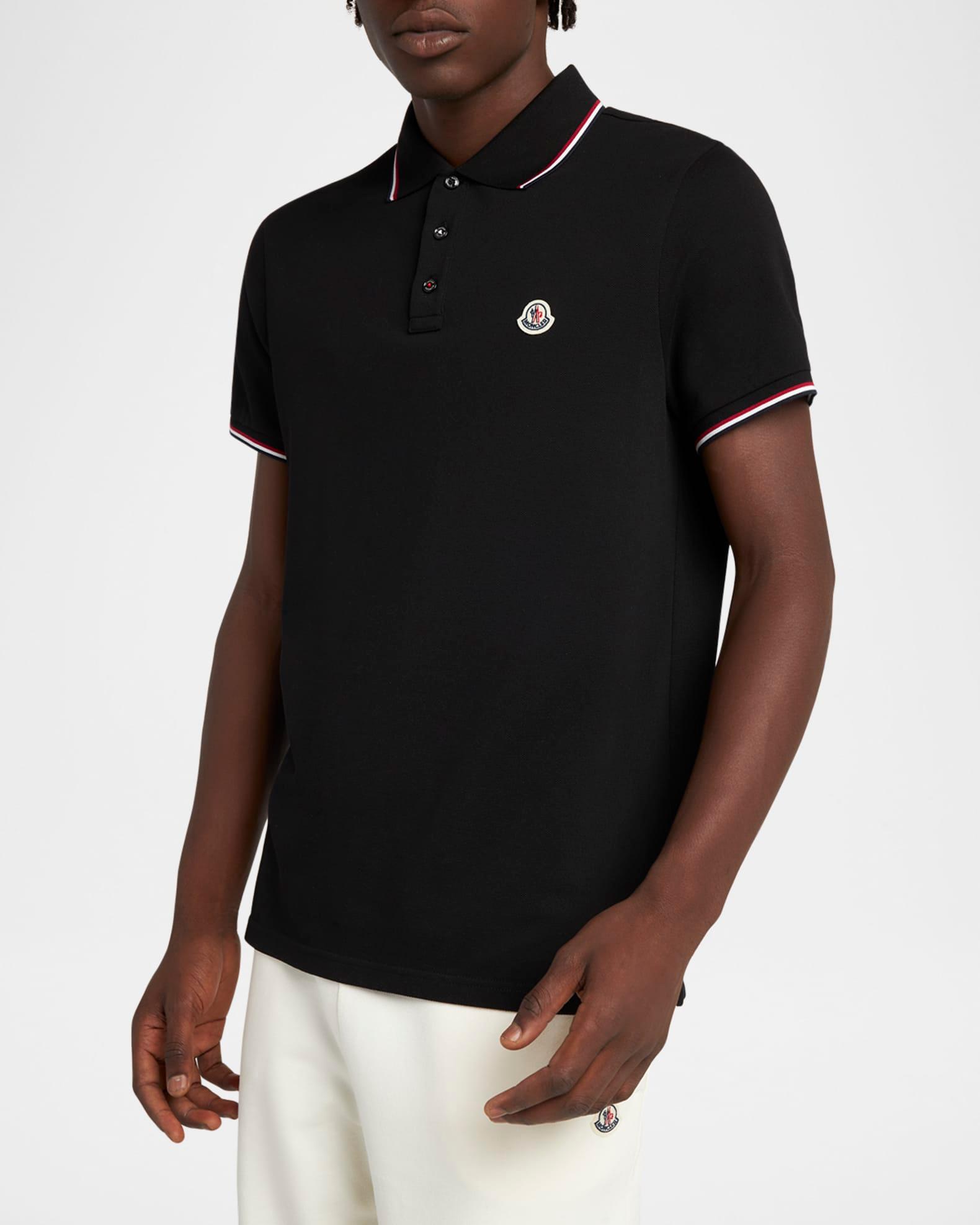 Men's Striped-Trim Polo Shirt Product Image