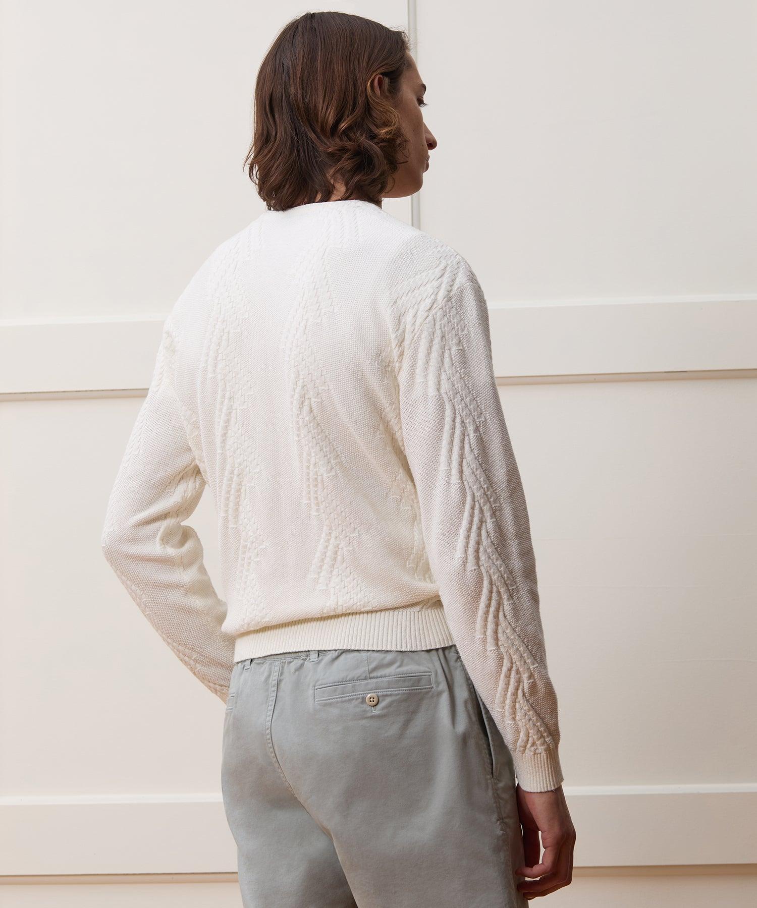 Cotton V-Neck Fisherman Sweater Product Image