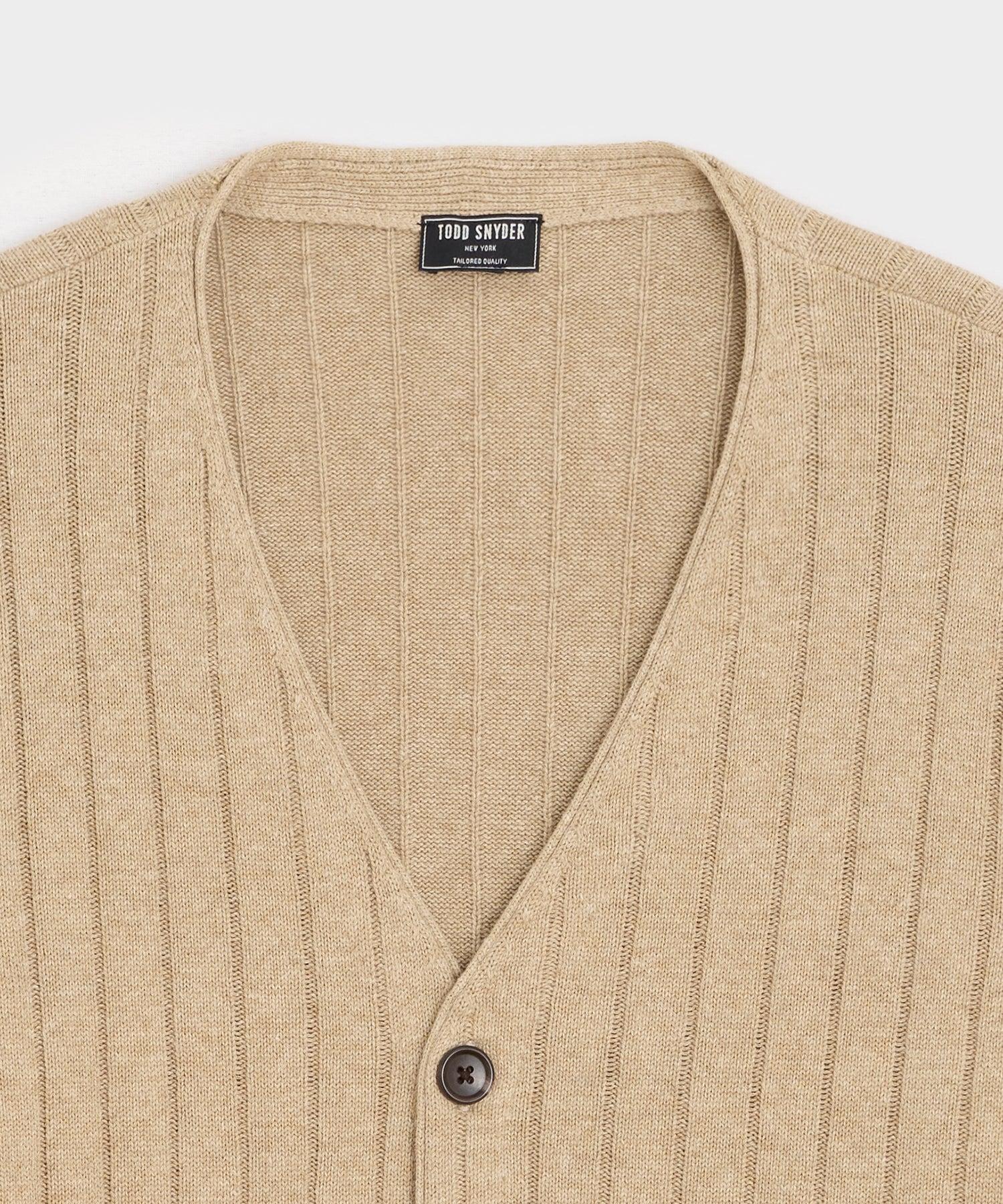 Relaxed Linen-Cotton Ribbed Cardigan Product Image