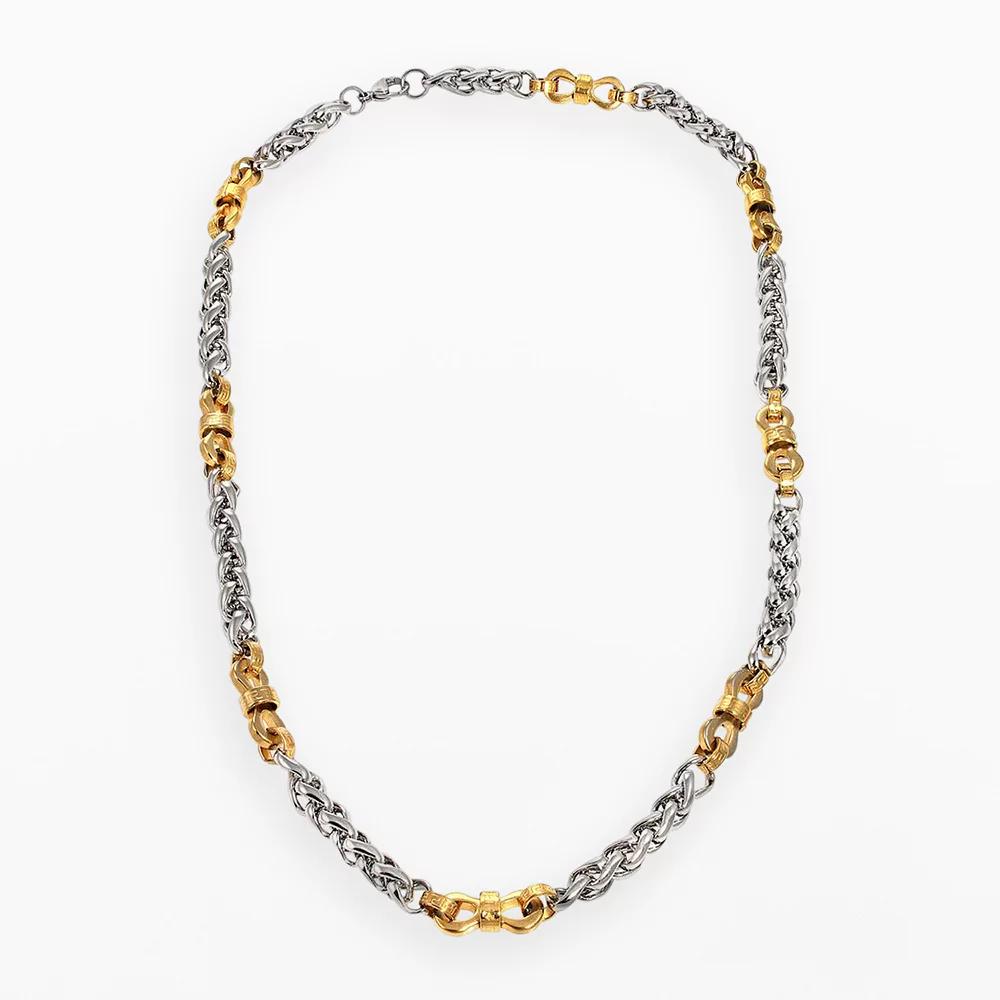 Stainless Steel and Yellow Immersion-Plated Stainless Steel Necklace - Men, Men's, Size: 22", Grey Product Image