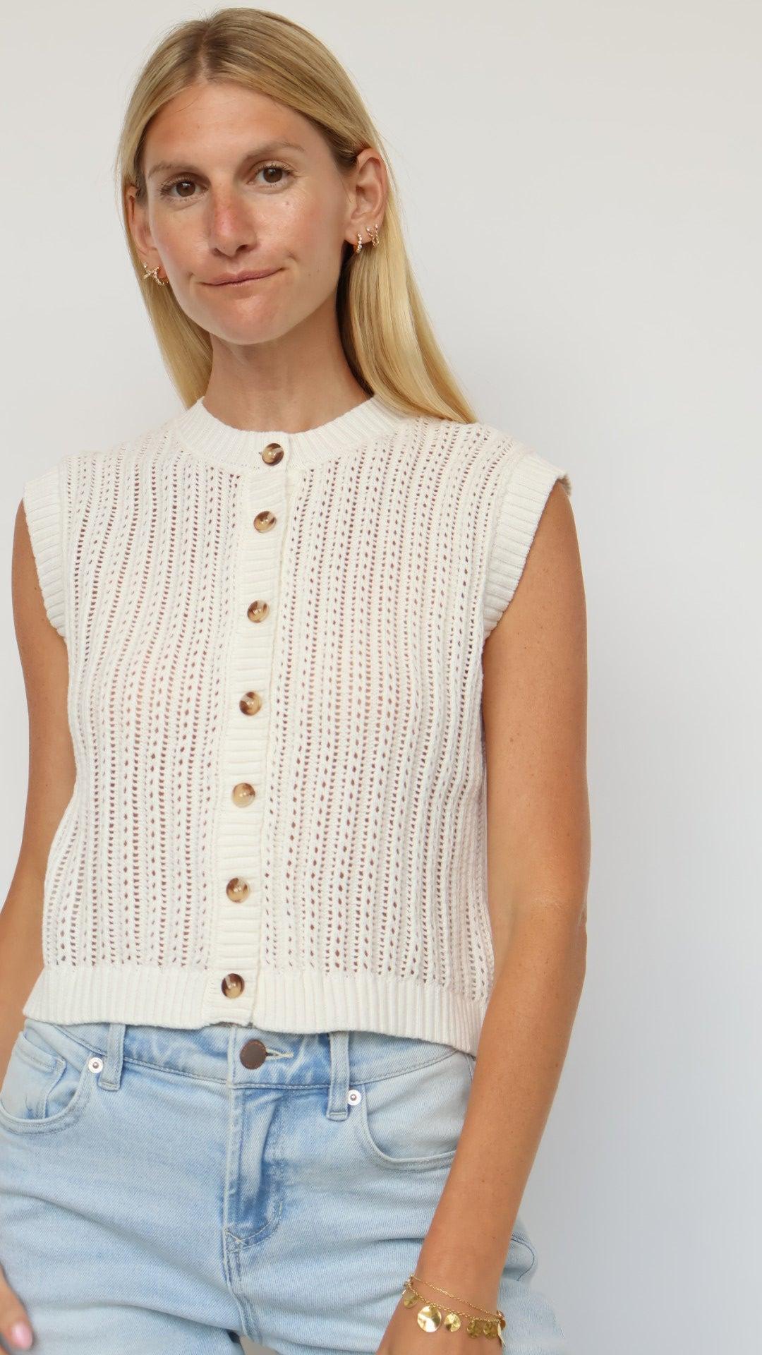 Classic Knit Button-Front Vest Product Image