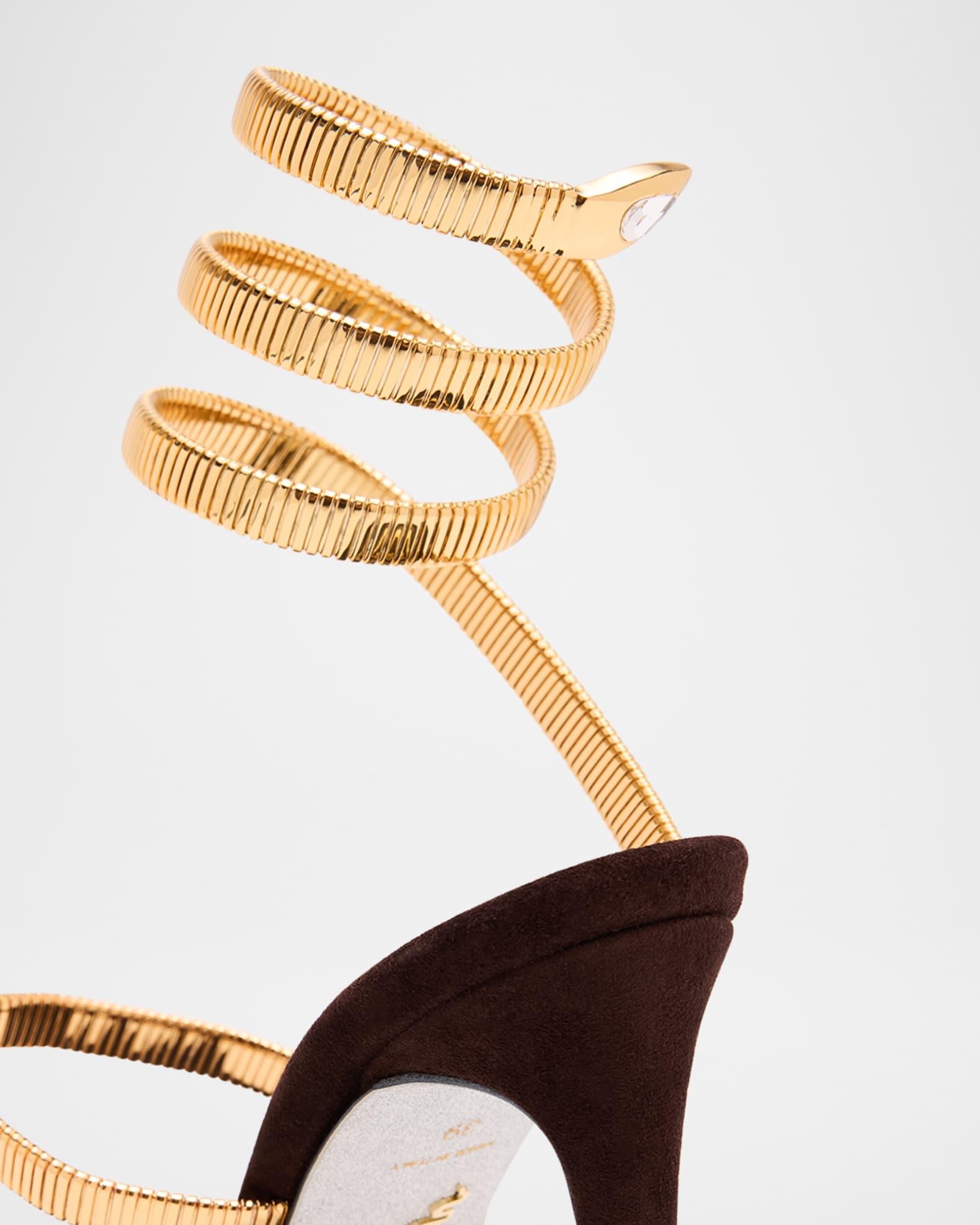 Meta Snake Spiral-Wrap Suede Sandals Product Image