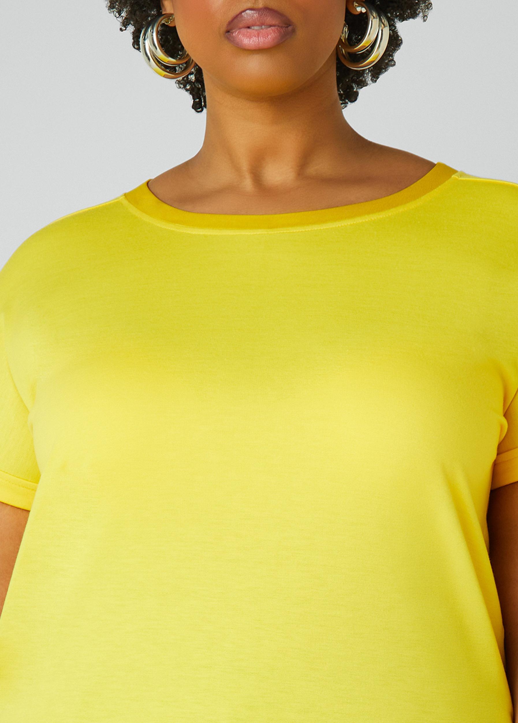 Plus Size Satin Trimmed French Terry Tee Ashley Stewart Product Image