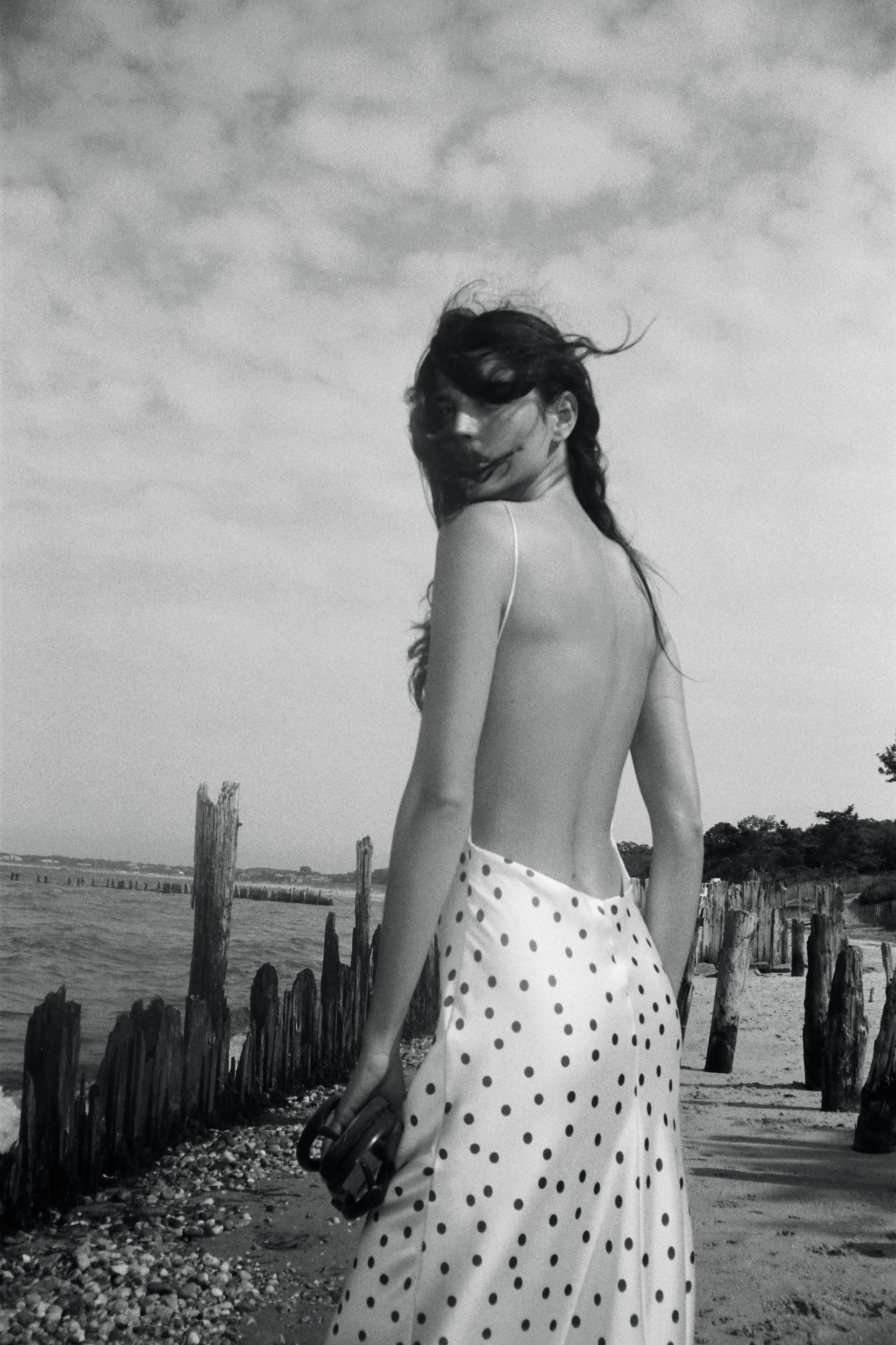 SATIN POLKA DOT MIDI DRESS Product Image