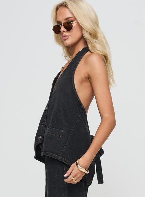 Hills Halter Washed Black Product Image